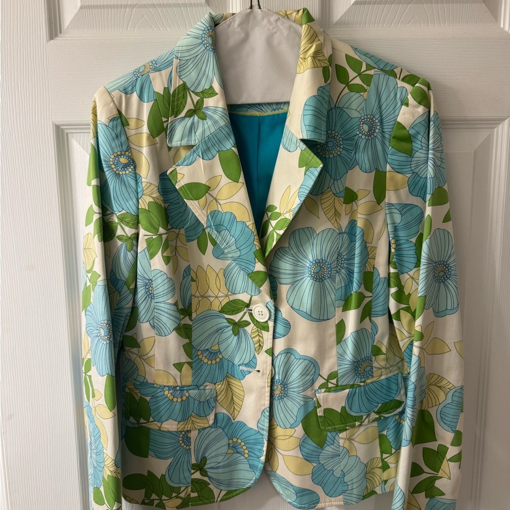 Floral Women's Jacket - Blue and Green